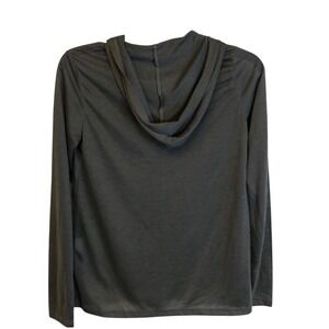 Seven Seas Charcoal Gray V Neck Long Sleeve Lightweight Hoodie Top Size M